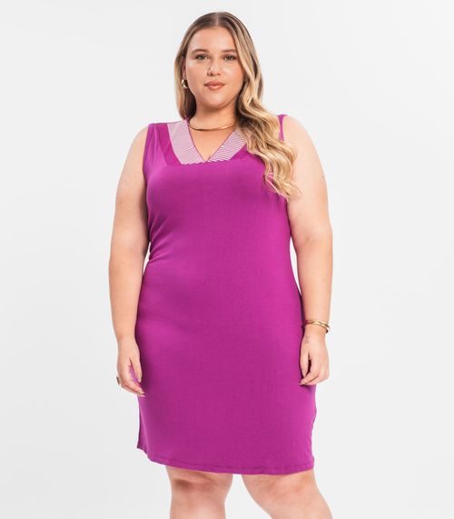 Vestido Plus Size Em Molecotton Secret Glam Roxo