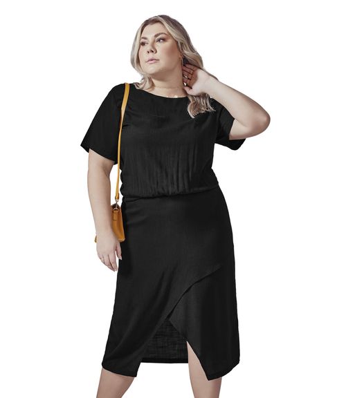 Vestido Midi Plus Size Secret Glam Preto