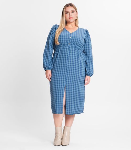 Vestido Plus Size Em Air Flow Secret Glam Azul