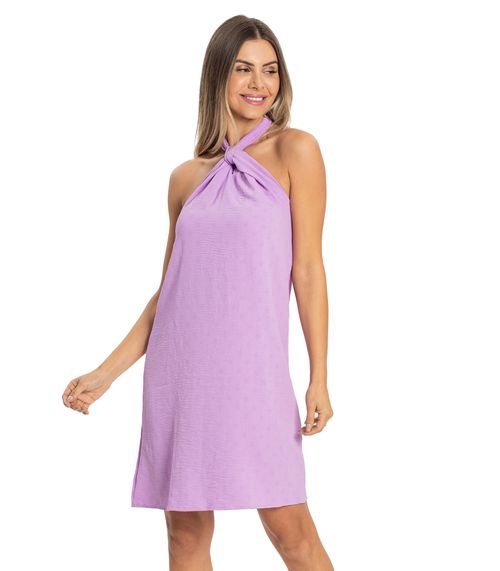 Vestido Midi Air Flow Poá Rovitex Roxo