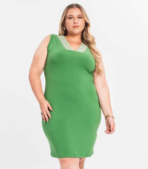 Vestido Plus Size Em Molecotton Secret Glam Verde