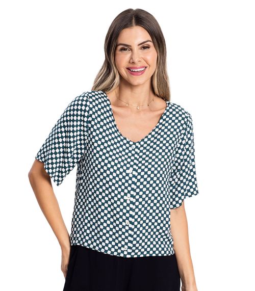 Camisa Feminina Viscose Creponada Rovitex Verde