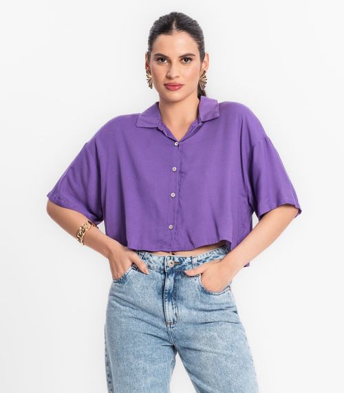 Camisa Feminina Em Viscose Creponada Endless Roxo