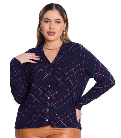 Camisa Manga Longa Viscotorcion Secret Glam Azul