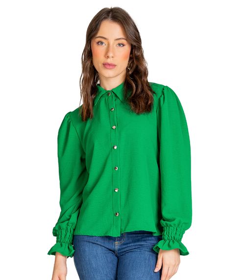 Camisa De Botões Feminina Manga Longa Select Verde