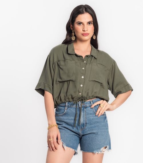 Camisa Feminina Com Bolso Endless Verde