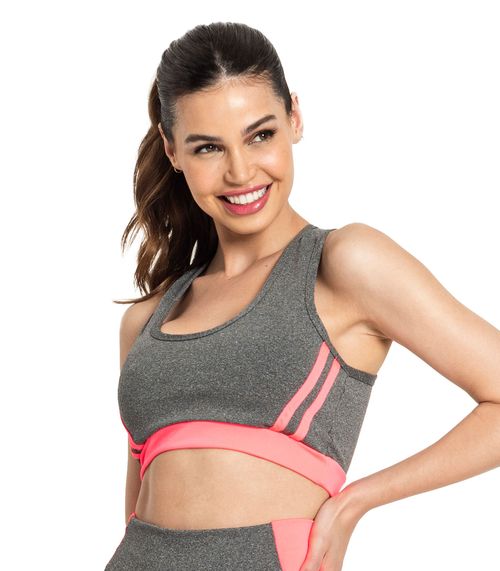 Top Feminino Nadador FTK Fitness Cinza