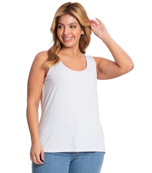 Regata Feminina Viscotorcion Plus Size Secret Glam Branco