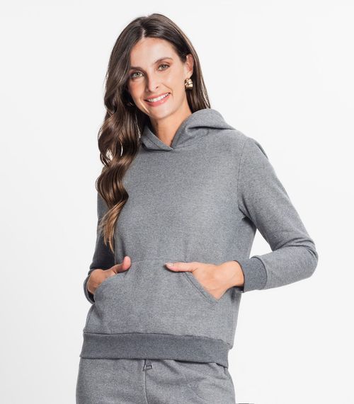 Blusão Com Capuz Feminino Rovitex Cinza