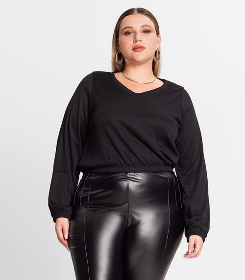 Blusão Feminino Plus Size Ribana Duo Secret Glam Preto