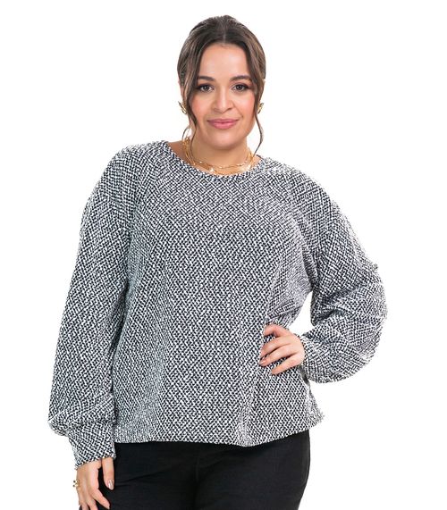 Blusão Tricot Pop Plus Size Secret Glam Preto