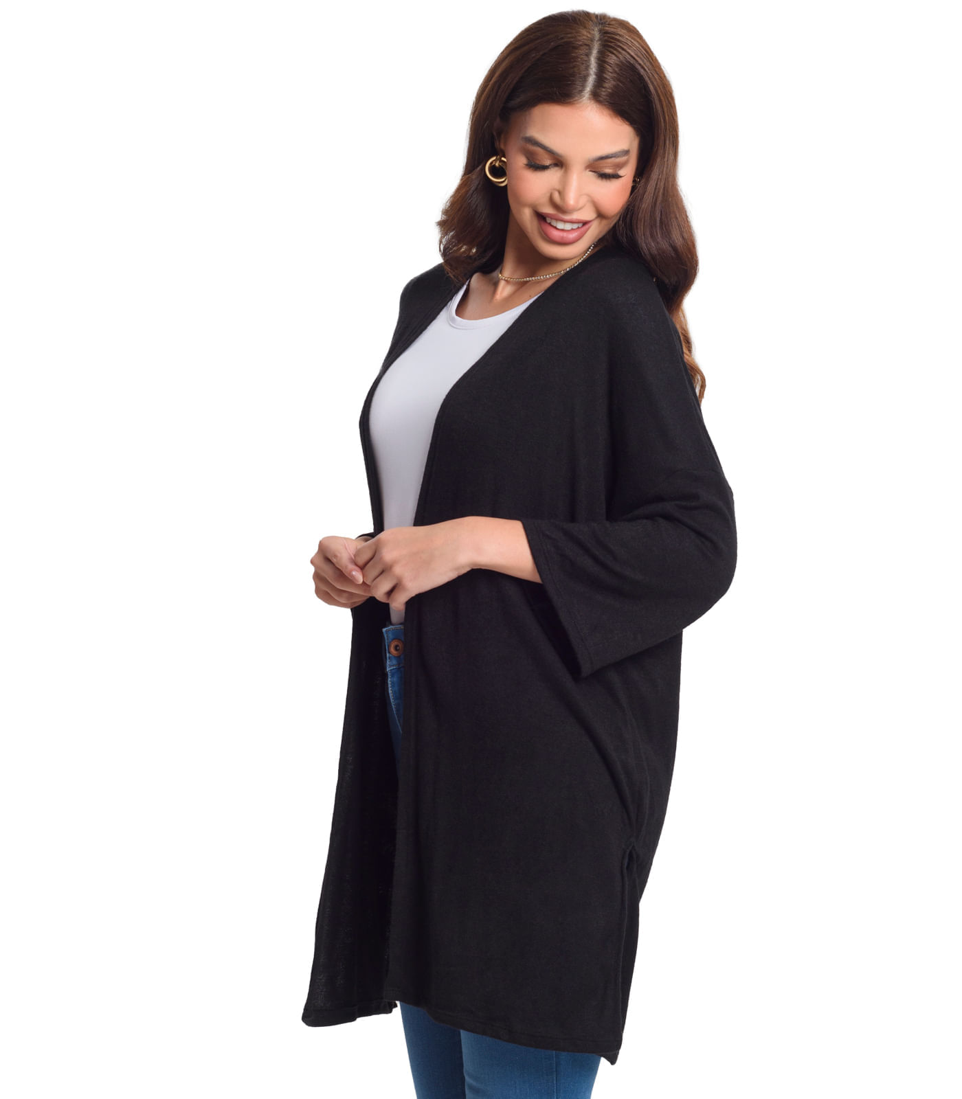 Cardigan Alongado Rovitex Preto | FastStore PDP