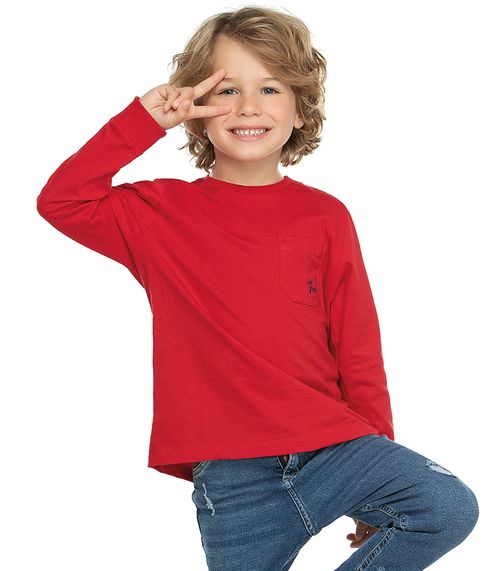 Camiseta Infantil Masculina Manga Longa Trick Nick Vermelho