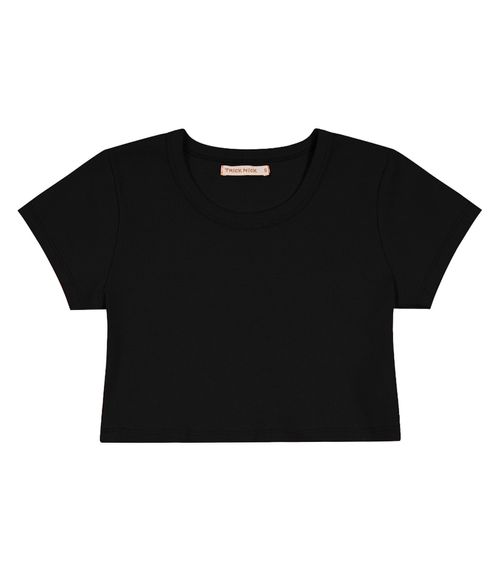 Blusa Cropped Infantil Ribana Canelada Trick Nick Preto