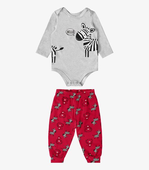 Conjunto Infantil Body Com Calça Zebra Rovi Kids Cinza