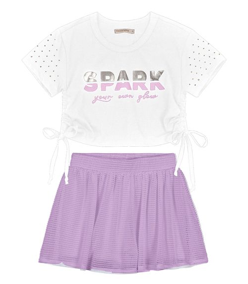 Conjunto Infantil Blusa Cropped E Saia Trick Nick Branco