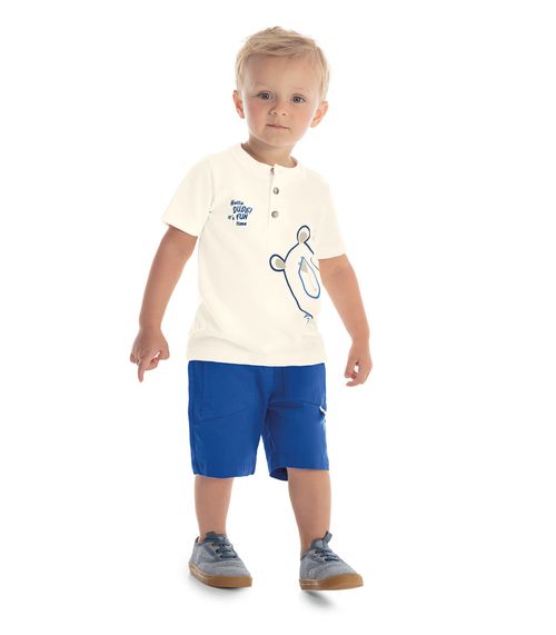 Conjunto Infantil Camiseta Com Bermuda Trick Nick Bege