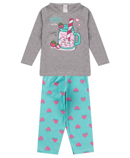 Pijama Infantil Menina Manga Longa Select Cinza