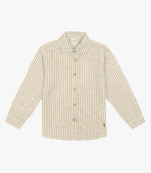 Camisa Infantil Masculina Manga Longa Trick Nick Bege