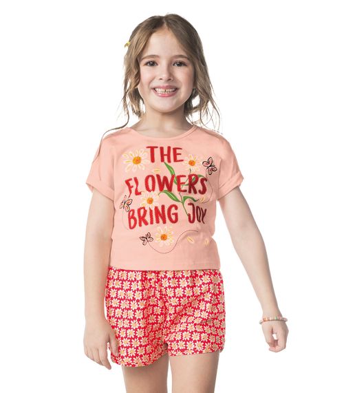 Conjunto Infantil Flowers Rovitex Kids Rosa