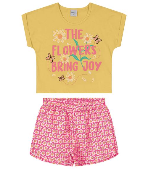 Conjunto Infantil Flowers Rovitex Kids Amarelo