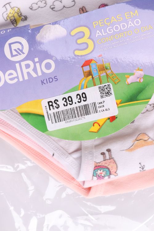 Kit Calcinha Infantil Liso Sortido - Del Rio