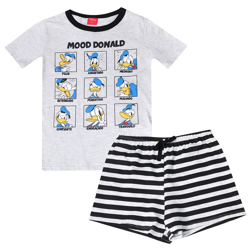 Pijama-Manga-Curta-Disney-Pato-Donald-Cinza