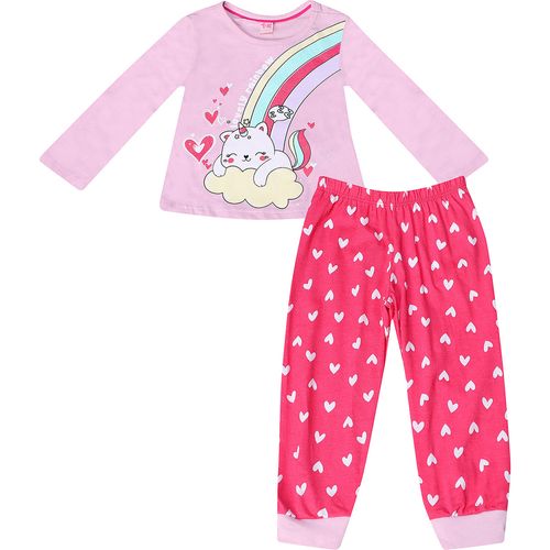 Pijama Manga Longa Toys Kids Gatinho Unicórnio Rosa