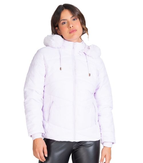 Jaqueta Puffer Feminina Com Capuz Select Roxo