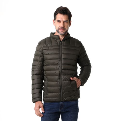 Jaqueta Manga Longa Puffer Ziper Verde - ID Jovem