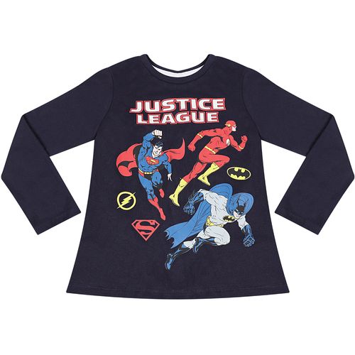 Camiseta Manga Longa Warner Liga da Justiça Marinho