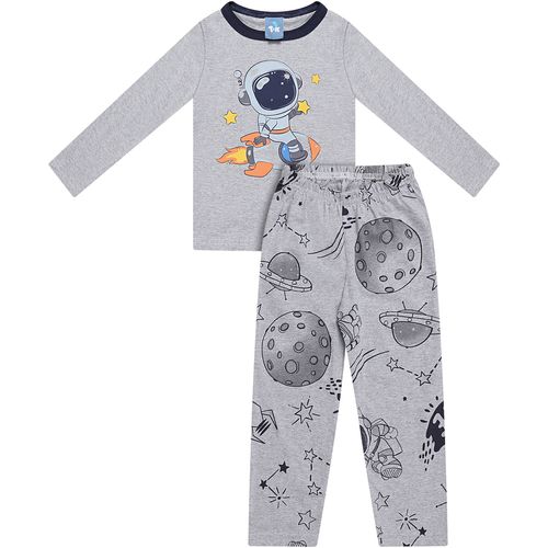 Pijama Manga Longa Infantil Astronauta Cinza - Toys & Kids