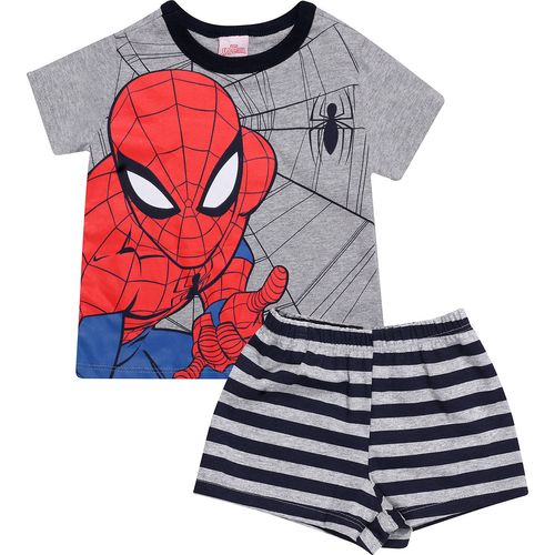 Pijama Manga Curta Infantil Spider Man Cinza - Marvel