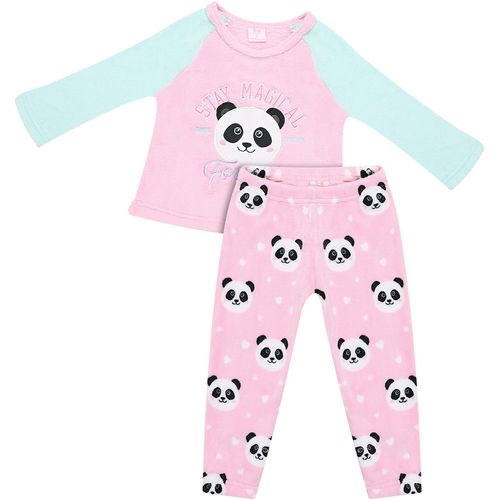 Pijama Manga Longa Infantil Panda Rosa - Toys & Kids