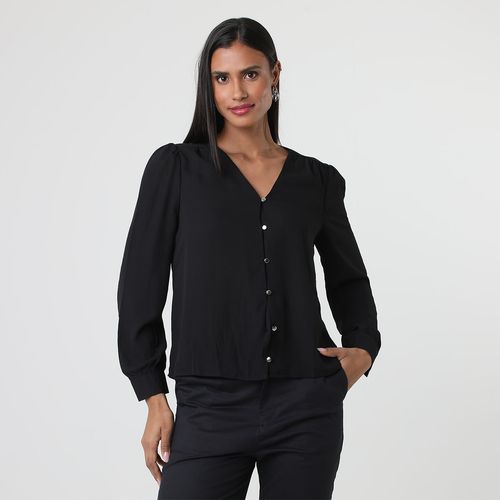 Camisa Manga Longa Crepe Preto - Urbano