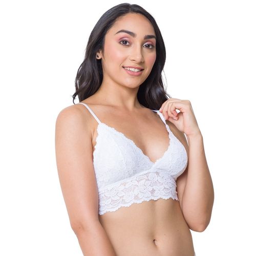 Sutiã Top Triângulo Renda Branco