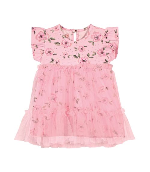 Vestido Infantil Florido Trick Nick Rosa