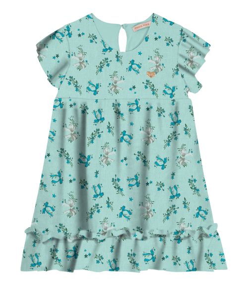 Vestido Curto Infantil Com Babados Trick Nick Azul