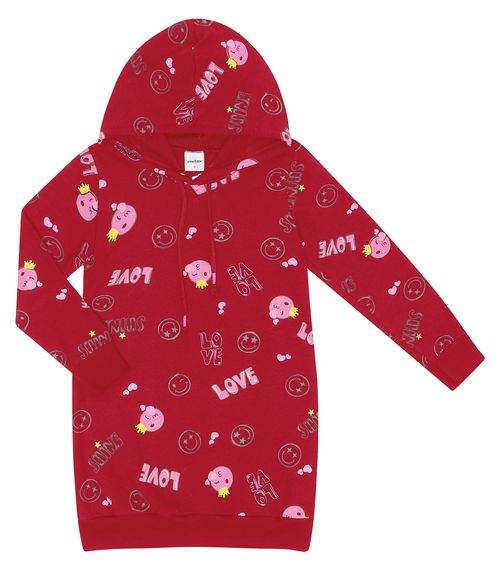 Vestido Infantil com Capuz Smile Rovitex Kids Vermelho