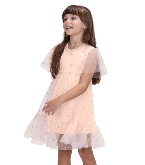 Vestido Infantil Com Babados De Tule Trick Nick Rosa