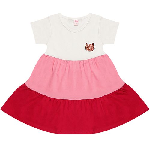 Vestido Manga Curta Três Marias Gato Mini Paetê Cru