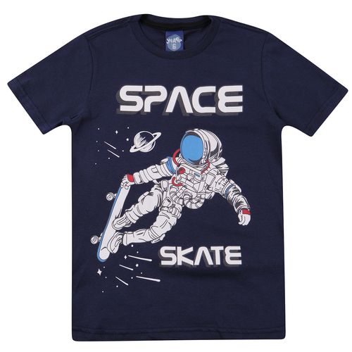 Camiseta Manga Curta Infantil Space Skate Marinho - Yeapp