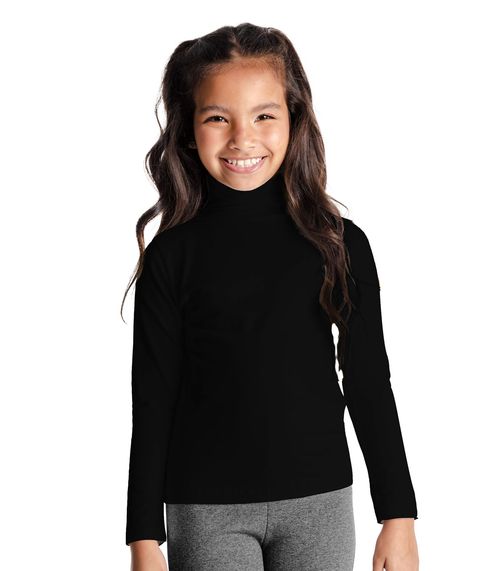 Blusa Manga Longa Infantil Gola Alta Rovitex Kids Preto