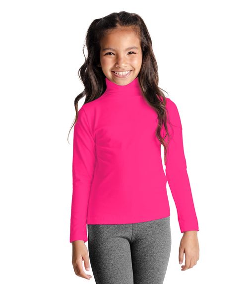 Blusa Manga Longa Infantil Gola Alta Rovitex Kids Rosa