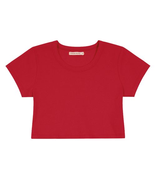 Blusa Cropped Infantil Ribana Canelada Trick Nick Vermelho