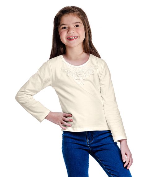 Blusa Infantil Manga Longa Guipir Rovitex Kids Bege