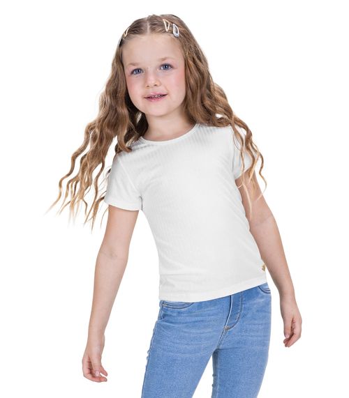 Blusa Infantil Feminina Canelada Trick Nick Branco