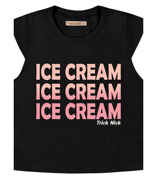 Blusa Infantil Feminina Ice Cream Trick Nick Preto