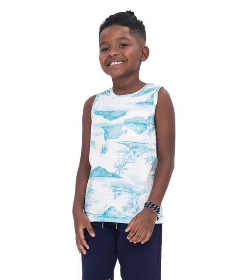 Regata Infantil Masculina Em Meia Malha Trick Nick Azul