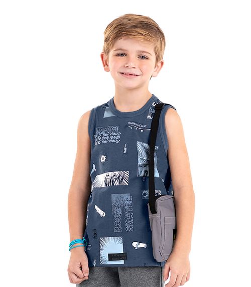 Regata Infantil Masculina Estampada Rovi Kids Cinza